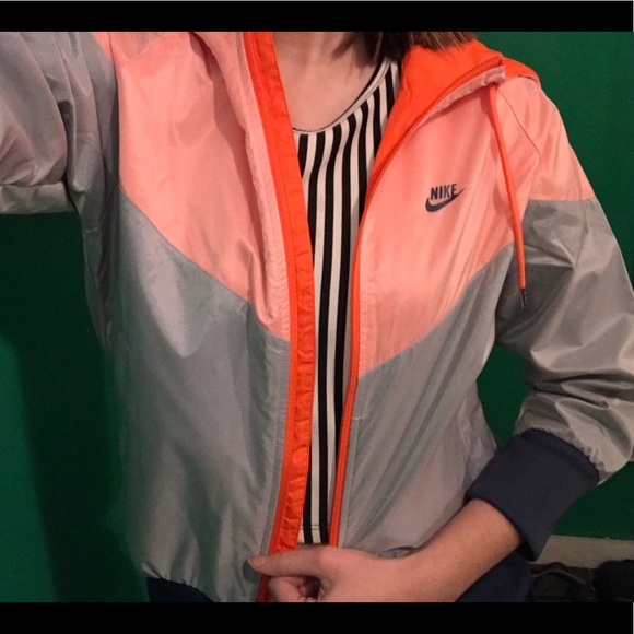 Nike Jackets & Blazers - Nike windrunner 3/4 sleeve orange and grey jacket